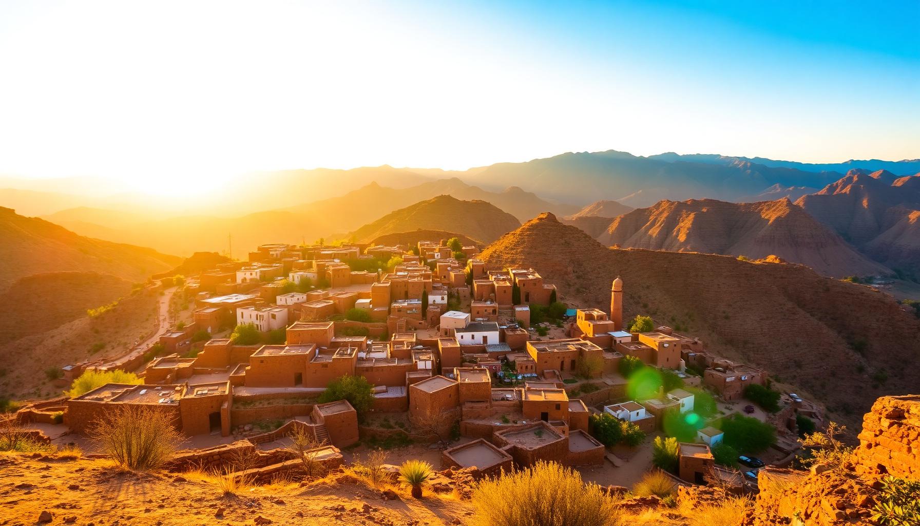 An Atlas Berber village at golden hour.